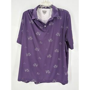 Straight Down Performance Golf Polo Shirt XXL Purple Martini Print Short Sleeve